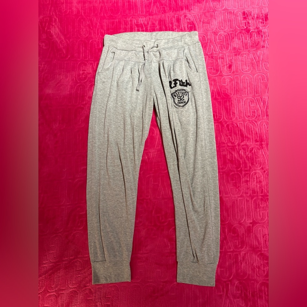 Abercrombie & Fitch Grey Jogger Sweatpants – Logo Patch, Y2K Lounge